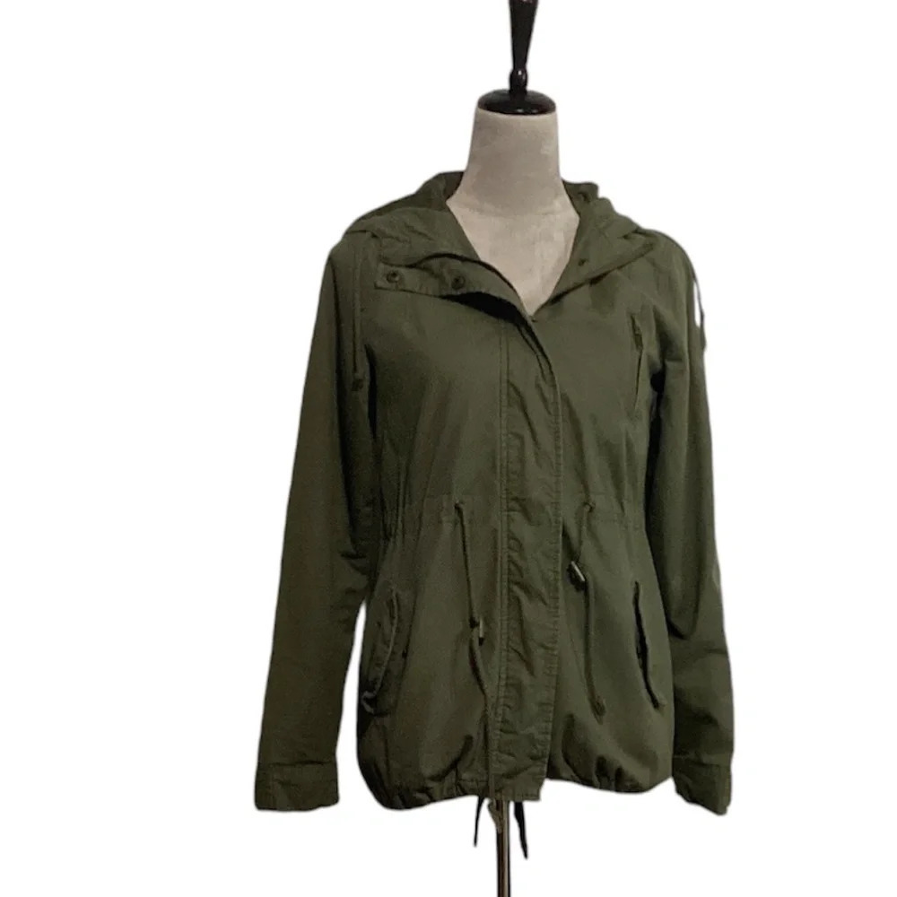 Ambiance Jacket Utility Military Chore Hooded Drawstring Waist/Hem Womens SZ SM